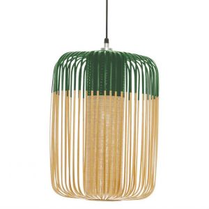 Image de Forestier Suspension Bamboo Light L Outdoor / H 50 x Ø 35 cm vert,bambou naturel en bois