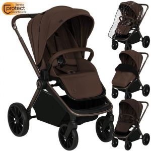 Poussette combinée 2en1 LIONELO Mika Plus - Naissance jusquà 22kg - Pack poussette Duo Nacelle sac et accessoires - Marron