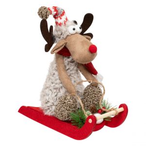Atmosphera Déco de Noël Renne sur luge H 28 cm - Feeric Christmas