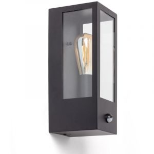 TechBrey Applique Murale Extérieure Acier Inoxydable et Verre avec Détecteur de Mouvement Gakom Noir