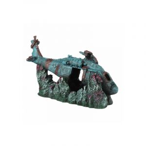 Aqua della Décoration pour aquarium hélicoptère détruit en résine - Moyen