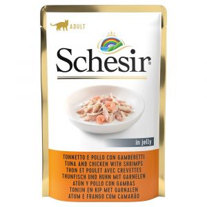 Schesir 6x85g en gelée thon, saumon en gelée - Pâtée pour chat