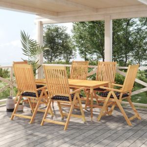 VidaXL Coussins de chaise 6 pcs carreaux noir 50x50x7 cm tissu