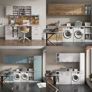 Vicco - Meuble bas universel R-Line, Bleu-gris, 80 cm avec tiroirs et portes, sans plan de travail