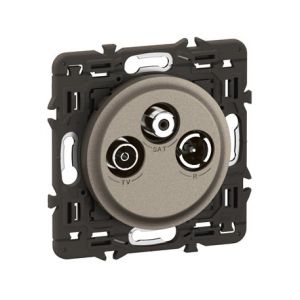 Legrand Lot de 5 Prises TV R-SAT compatibles DAB+ Céliane Titanium avec support CY0388