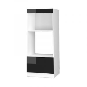 Vicco armoire micro-ondes Fame-Line, Chêne noir brillant/blanc, 60 cm ouvert