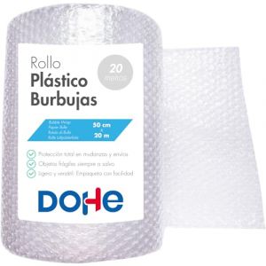 Dohe Rouleau à bulles en plastique transparent 50 cm x 20 m Idéal pour la protection des expéditions, déménagements, objets fragiles, emballage et fournitures de bureau