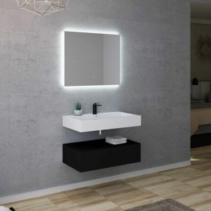Image de Distribain Meuble de salle de bain AVELLINO-800N - Noir & Blanc