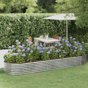 VidaXL Jardinière Acier enduit de poudre 322x100x36 cm Argenté