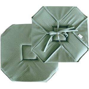 Homemaison Galette de chaise plate unie à rabats et nouettes Argile 40 x 40 cm