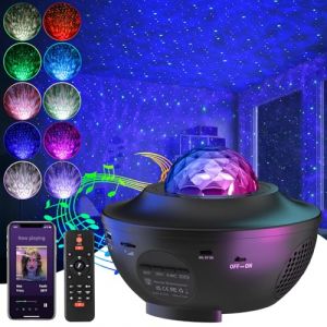 Projecteur LED – Ocean Wave Star Sky Veilleuse avec haut-parleur musical, capteur sonore, télécommande, rotatif à 360 °, veil