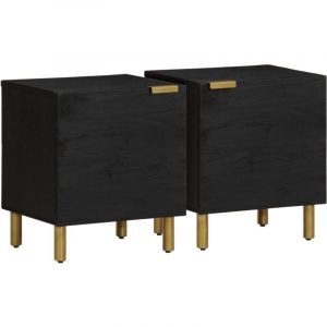 VidaXL Tables de chevet 2 pcs noir 40x33x46 cm bois de manguier solide