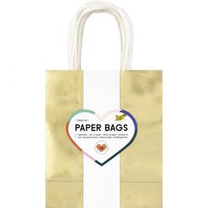 Folia 21869 - Paper Bags GOLD M, 20 sacs en papier kraft 110 g/m&sup2; dor&eacute;, env. 18 x 21 x 8 cm, pour bricoler, d&eacute;corer et offrir