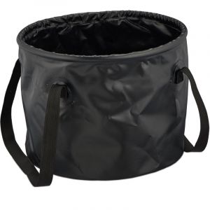 Relaxdays Seau de Camping, 15 L, Pliable, récipient avec anses, HxLxP : 23x31x31 cm, pour extérieur, PVC, Noir