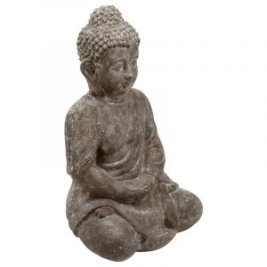 Image de Statue Bouddha is en Ciment 46cm Gris Prix