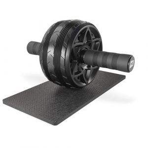 Hop-Sport Roue Abdominale HS-W145AM avec Tapis de Genou Extra Épais pour la Maison, la Salle de Sport à Domicile, le Fitness, Roulette Abdominaux pour Musculation, Gris