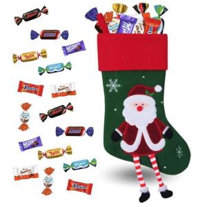 Chaussette de Noël XXL garnie de 100 bonbons au chocolat Kinder Daim Milka & Célébrations Idéal pour suspendre à la cheminée