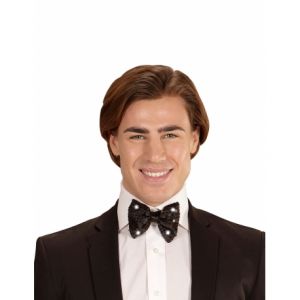 Noeud papillon noir avec sequins et LED clignotantes adulte