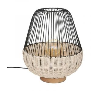 Lampe à Poser Design "Anea" 35cm Noir & Naturel Prix