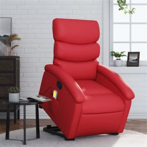 VidaXL Fauteuil inclinable de massage Rouge Similicuir Red