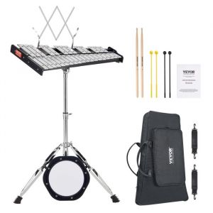 Image de VEVOR Kit Xylophone Glockenspiel 32 Notes, Instrument de Percussion Professionnel avec Maillets, Baguettes, Tapis d'Entraînement 203 mm, Support Réglable, Sac de Transport, pour Étudiants, Adultes