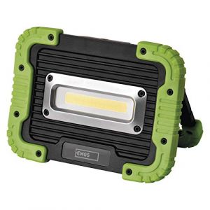 EMOS P4534 Lampe de Travail à LED Rechargeable Externe étanche 600 LM, portée de 35 m, Batterie 3000 mAh avec 3,5 Heures d'autonomie et câble USB, Plastique, Noir/Vert