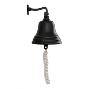 ACL Bar Home Pub Accessoires Sonnette à Main - Porte-Sonnette Murale Bar Décorations Nautiques - Sonnette Noire Unique avec des Sons forts et Nets Idéal pour Noël, Réception, Pub 5 Pouces