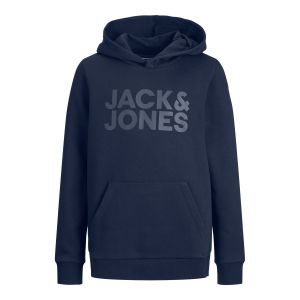 Jack & Jones JACK&JONES JUNIOR JJECORP Logo Sweat Hood Noos JNR Sweatshirt à Capuche, Navy Blazer/Fit:JR/Large Print/W. Navy Blazer, 164 Garçon