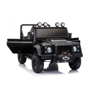 4X4 Voiture &eacute;lectrique enfant 12V Land Rover Defender 110SVX noir t&eacute;l&eacute;commande 24 GHz USB/Aux/Bluetooth batterie lithium