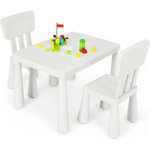 Giantex Table Enfant avec 2 Chaises & Dossier Ergonomique pour Enfant 1-7 Ans (Blanc)