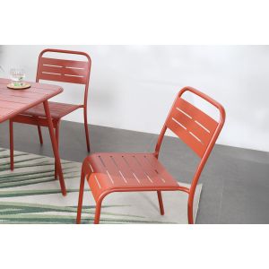 Concept-Usine Lot de 4 chaises salon de jardin repas terracotta BERGAME