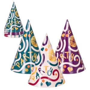 Ruedelafete Lot de 6 Chapeaux pointus Party multicolores