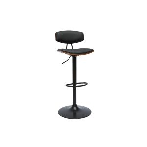 Miliboo Tabouret de bar design réglable noir et bois foncé VASCO