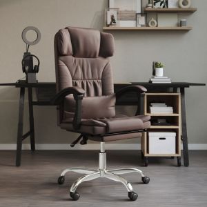 VidaXL Fauteuil de massage inclinable de bureau Marron Similicuir