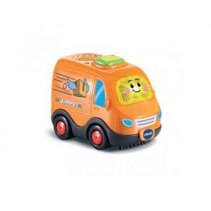 Vtech Tut Tut Bolides surprise : Jimmy livreur de colis - Vehicule interactif, version FR - Set Jouet Petit Camion Bebe et carte