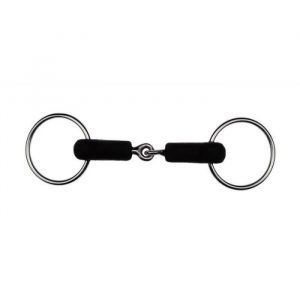 Feeling dépilatory FEELING Mors 2 anneaux - Flexi brisé en caoutchouc - Taille embouchure 125 mm - Brisé en inox avec canons recouverts de caoutchouc - Très agréable pour les jeunes chevaux - Embouchure 125 mm