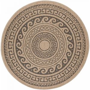 Tapis rond Naturel aspect jute Motif Beige Gris 200x200cm