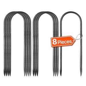 VEVOR Piquets d'Armature 30,5 cm Piquets d'ancrage au Sol Forme U Robustes en Acier Galvanis&eacute;, Lot de 8, Ancres de Sol, Diam&egrave;tre 8 mm, avec Pointe Biseaut&eacute;e, pour Jardin, Cl&ocirc;tures, Tentes de Camping