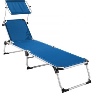 Image de TecTake Transat AURELIE - chaise longue de jardin, bain de soleil, transat de plage - bleu