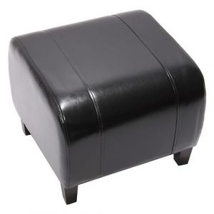 Mendler Tabouret pouf cuir EMMEN, 39x45x47cm, noir