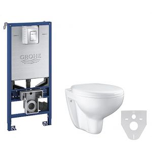 Grohe Pack WC Rapid SLX autoportant avec cuvette rimless Bau Ceramic - Abattant standard