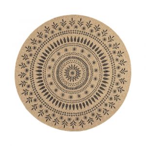 Tapis ext&eacute;rieur rond - 160cm - naturel - 100% polypropyl&egrave;ne r&eacute;sistant aux UV - 1400 gr/m2 - IZAR