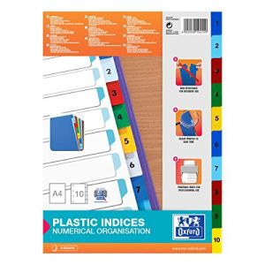 Elba Intercalaire numérique en plastique, a4, en couleur chiffres: 1-10, en pp, 0,12 mm,onglets en couleur,couvertureinscripti