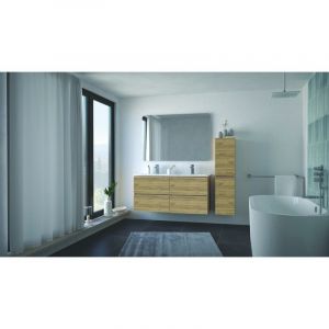 Meuble suspendu TRENDY - 4 Tiroirs - 120cm - finition bois - vasque