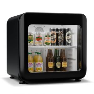 Klarstein Audrey Evo Réfrigérateur à boissons 46 L Frigo design rétro Mini bar Porte en verre Noir