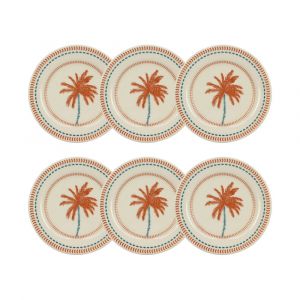 Novastyl Lot de 6 assiettes à dessert dessin tropical en grès 18cm