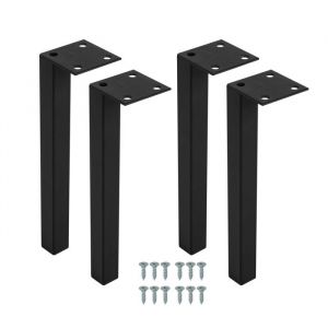4 un. Pied carr&eacute; noir pour meuble de salle de bain FURNIDEA en m&eacute;tal h: 20 cm