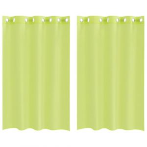 VidaXL Rideaux en Voile avec œillets 2 pcs Vert Pomme 140x175 cm, Rideau en Filet, Rideau Transparent, Voile de fenêtre, Traitement de fenêtre