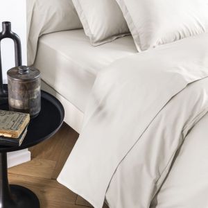 Someo Drap housse coton percale bonnet 30 cm Meringue 90x190