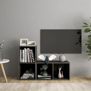 VidaXL Meubles TV 2 pcs Gris brillant 72x35x36,5 cm Aggloméré. Produit Neuf ! Garantie 0 ans !